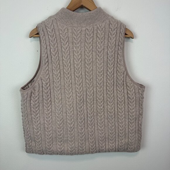 Joie Cable Knit Puffer Vest Womens XL beige full zip - Picture 3 of 7